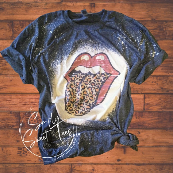Rolling Stones Leopard Tongue Bleached T-Shirt – Deaf Man Vinyl