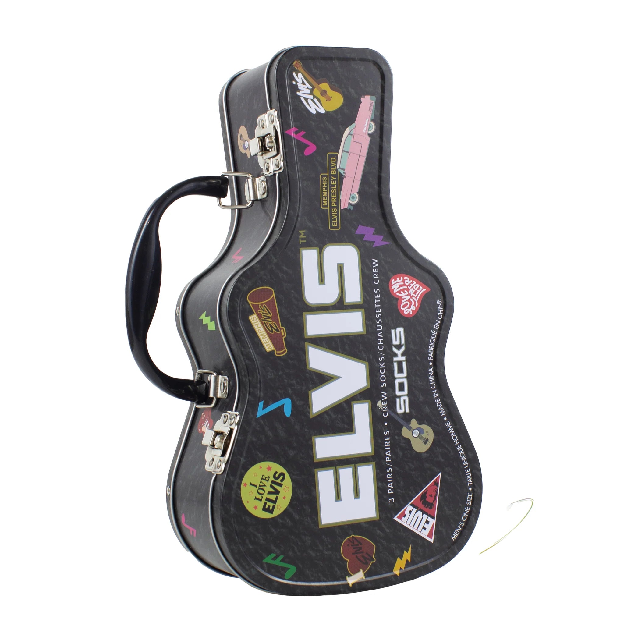 Elvis Guitar Tin 3-Pack Socks