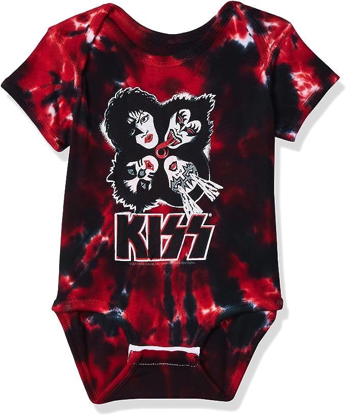 KISS red tie-dye baby onesie