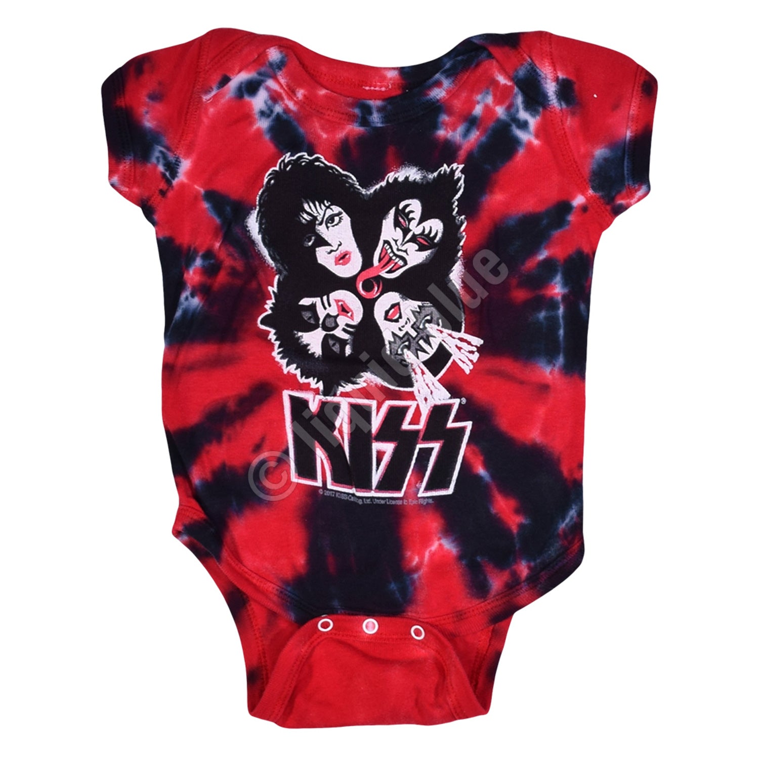 KISS red tie-dye baby onesie