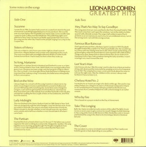 Leonard Cohen Greatest Hits