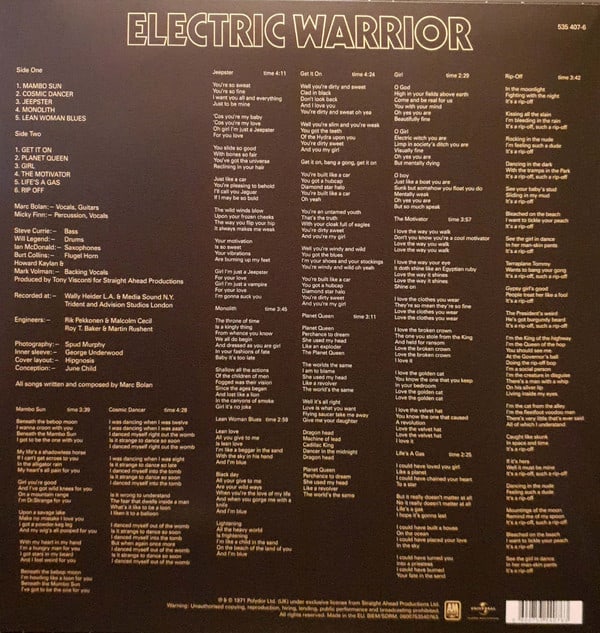 T.Rex Electric Warrior Vinyl Album