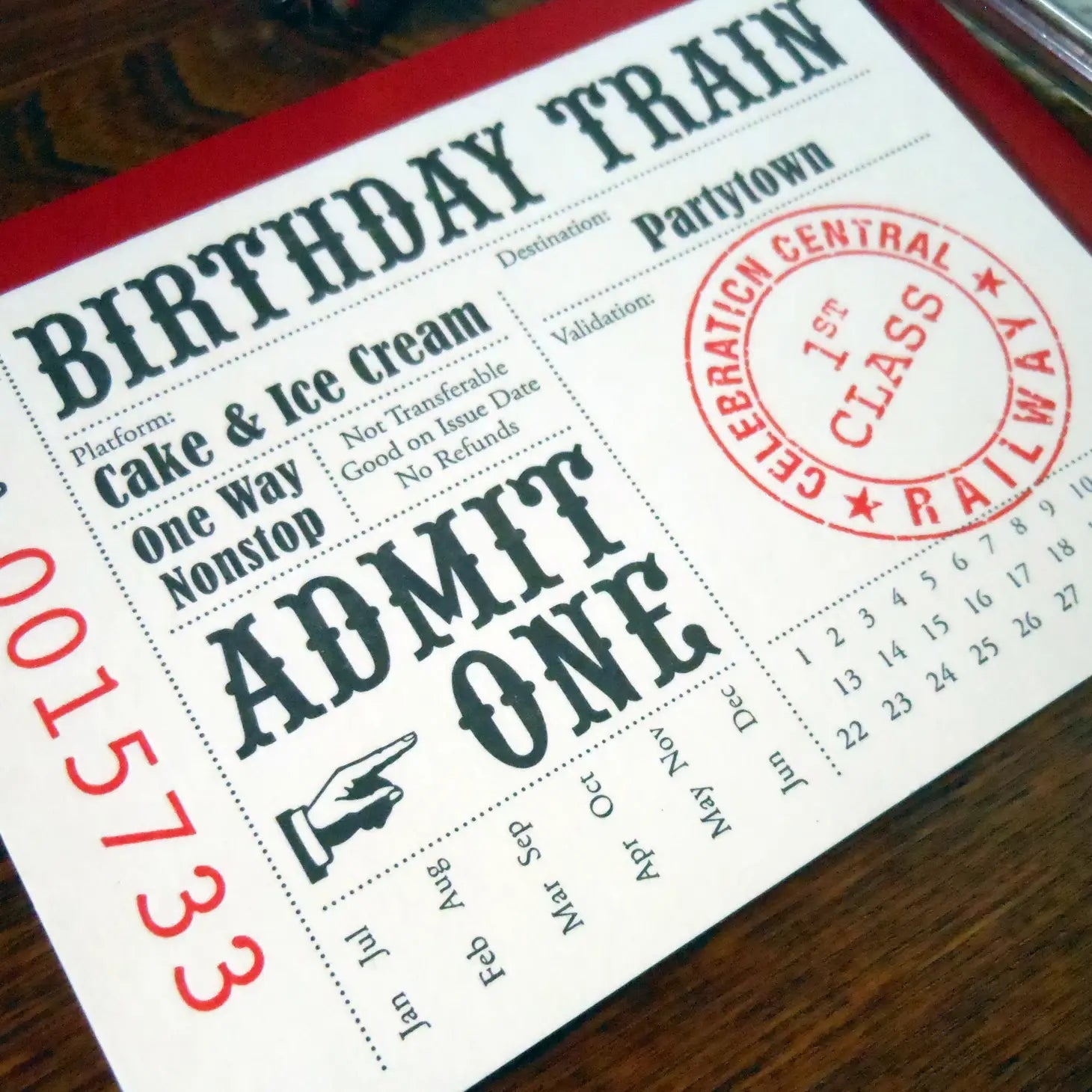 Train Ticket Birthday Card