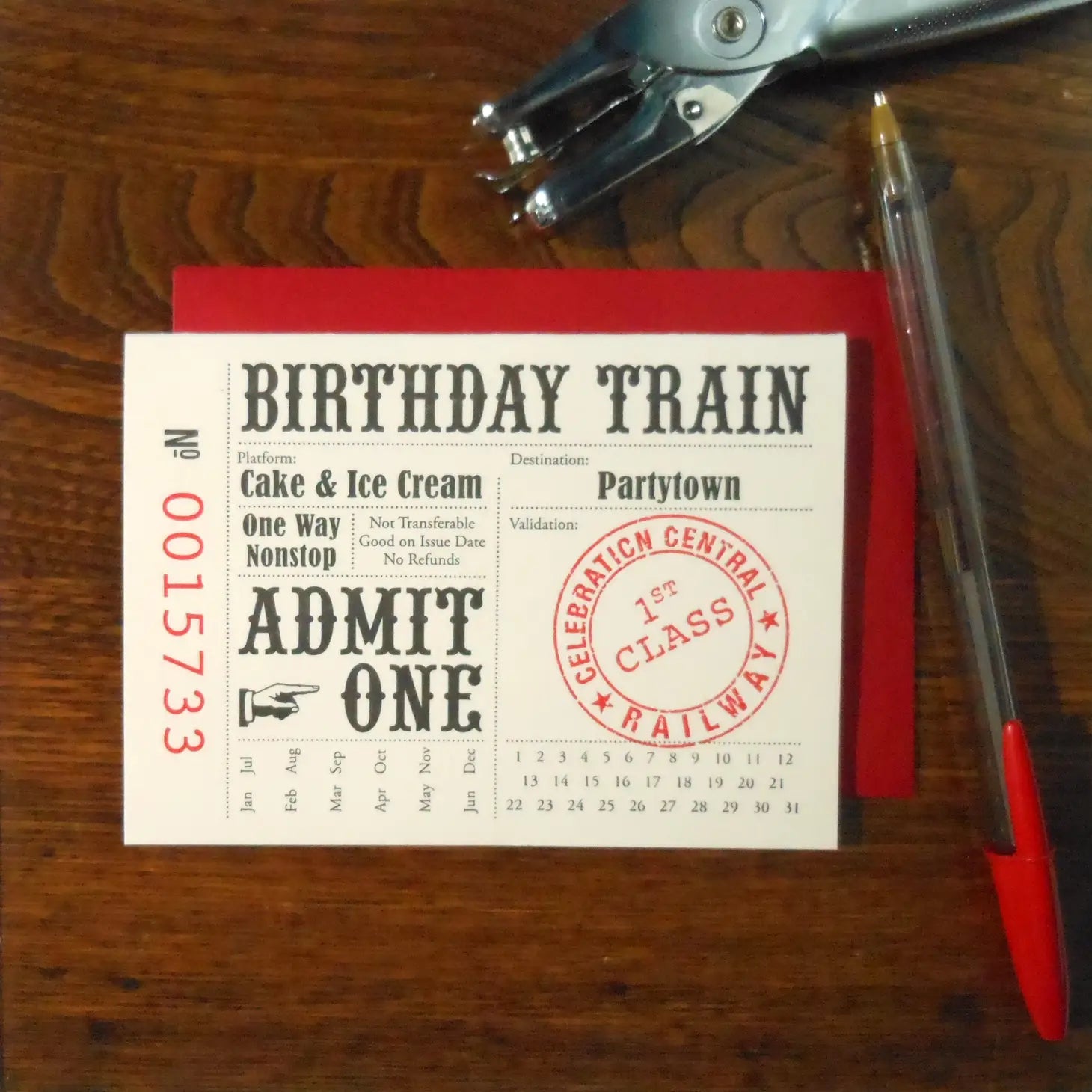 Train Ticket Birthday Card