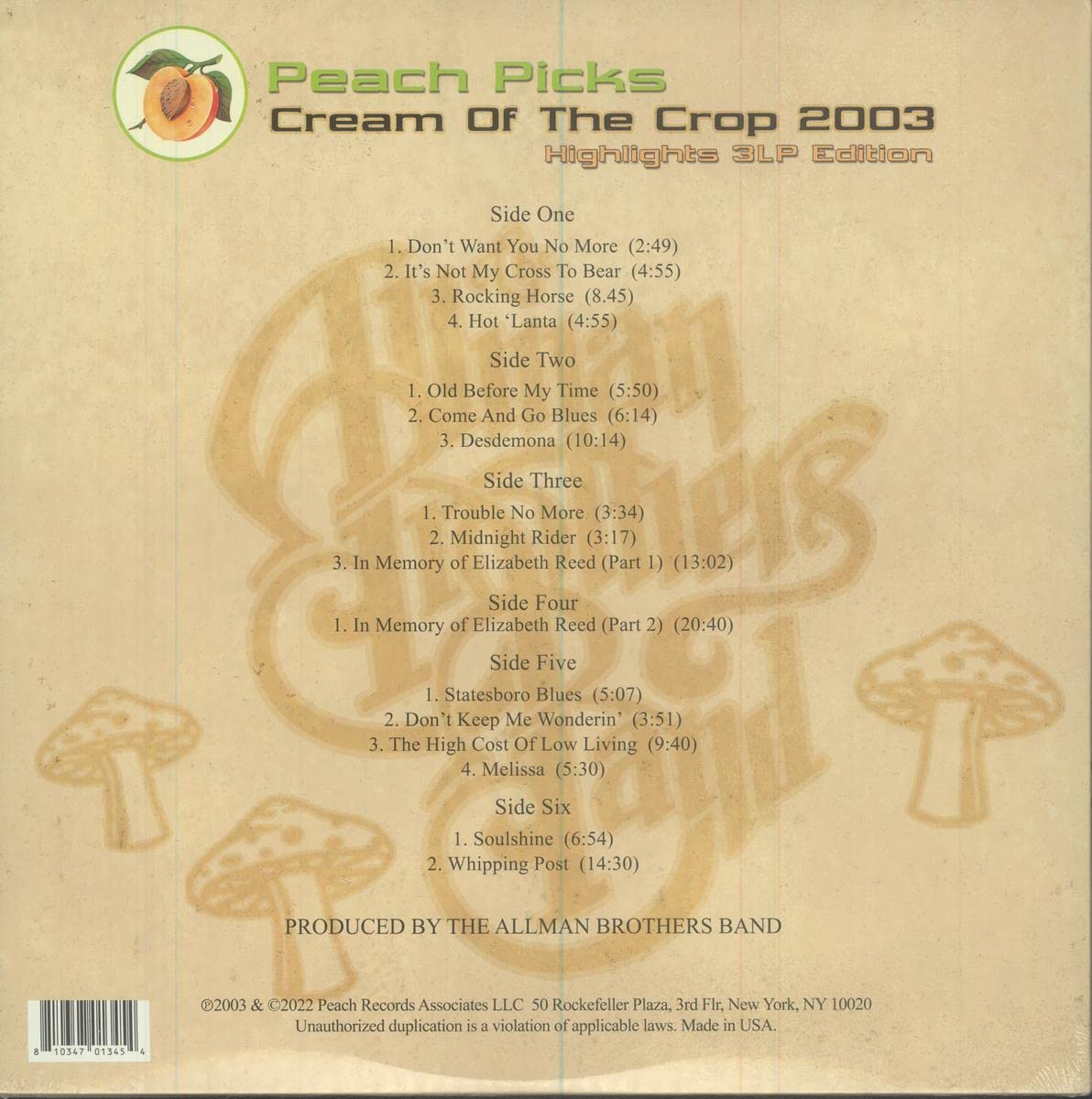 Allman Brothers Band — Cream Of The Crop 2003: Highlights (3-LP
